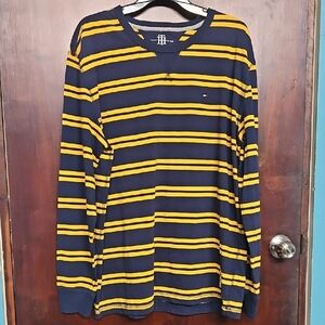 EUC Tommy Hilfiger Blue and Yellow Long Sleeve Tee XL